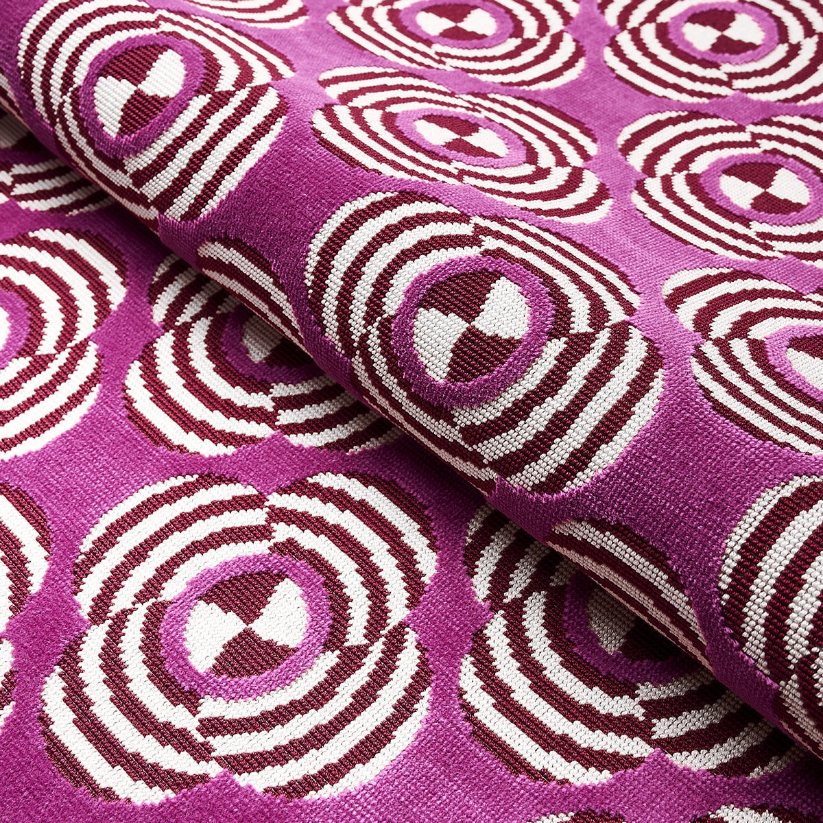 Schumacher Le Moderne Cut Velvet Magenta Fabric 82262
