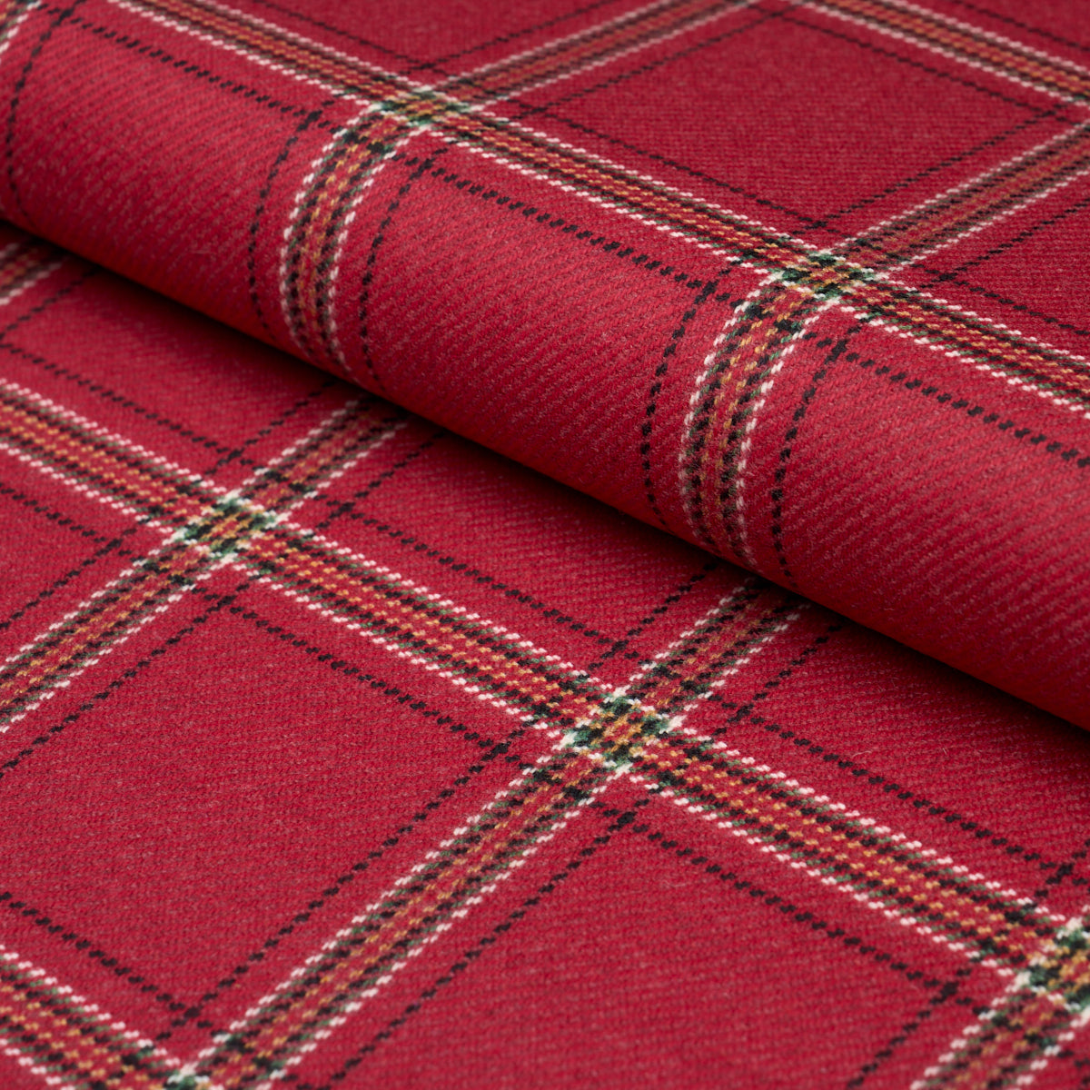 Schumacher Blackburn Merino Plaid Crimson Fabric Sample 82345