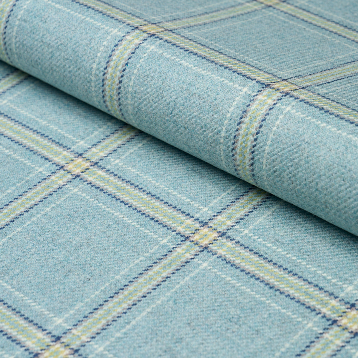 Schumacher Blackburn Merino Plaid Robin'S Egg Fabric Schumacher 82347