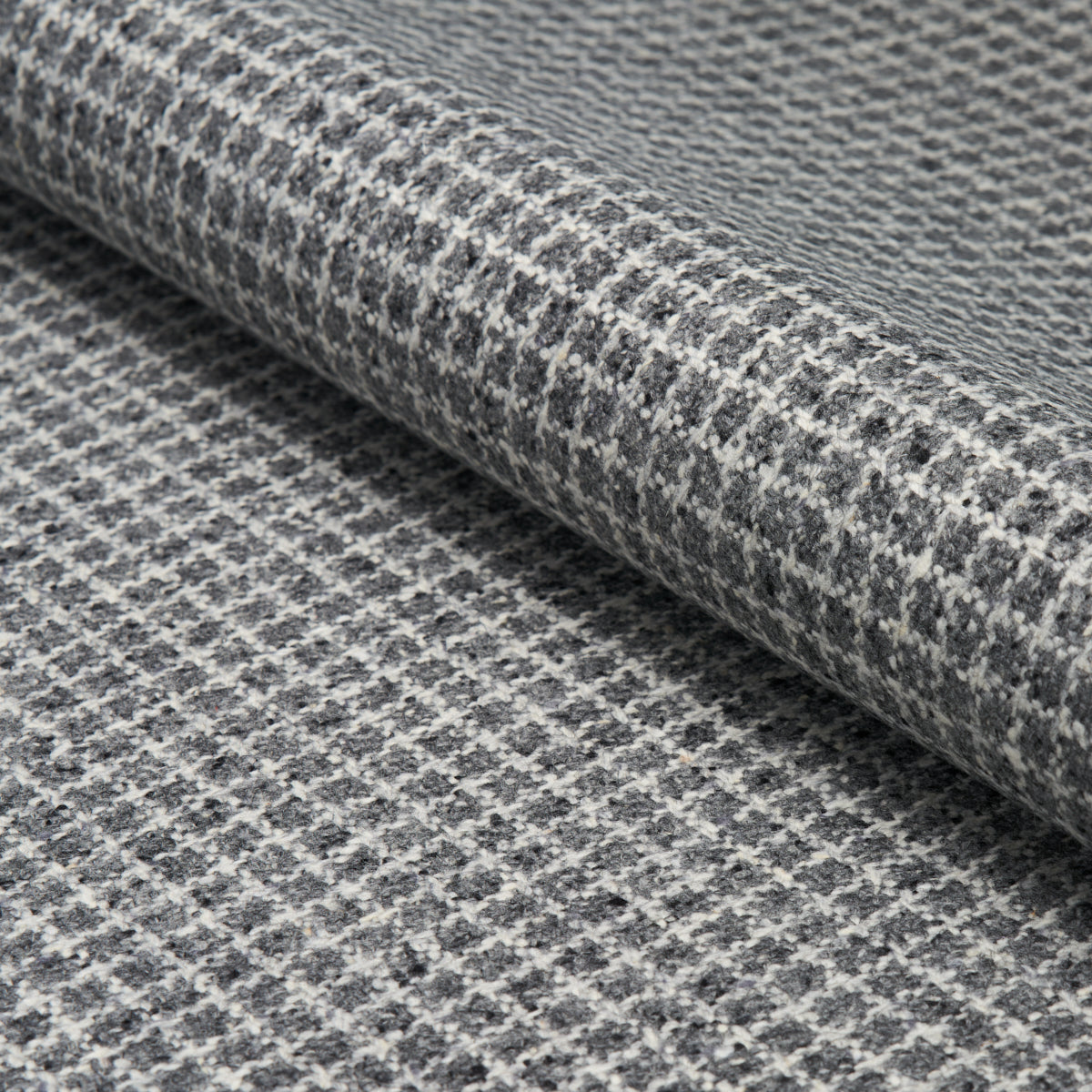 Schumacher Hudson Wool Check Grey Fabric 82352