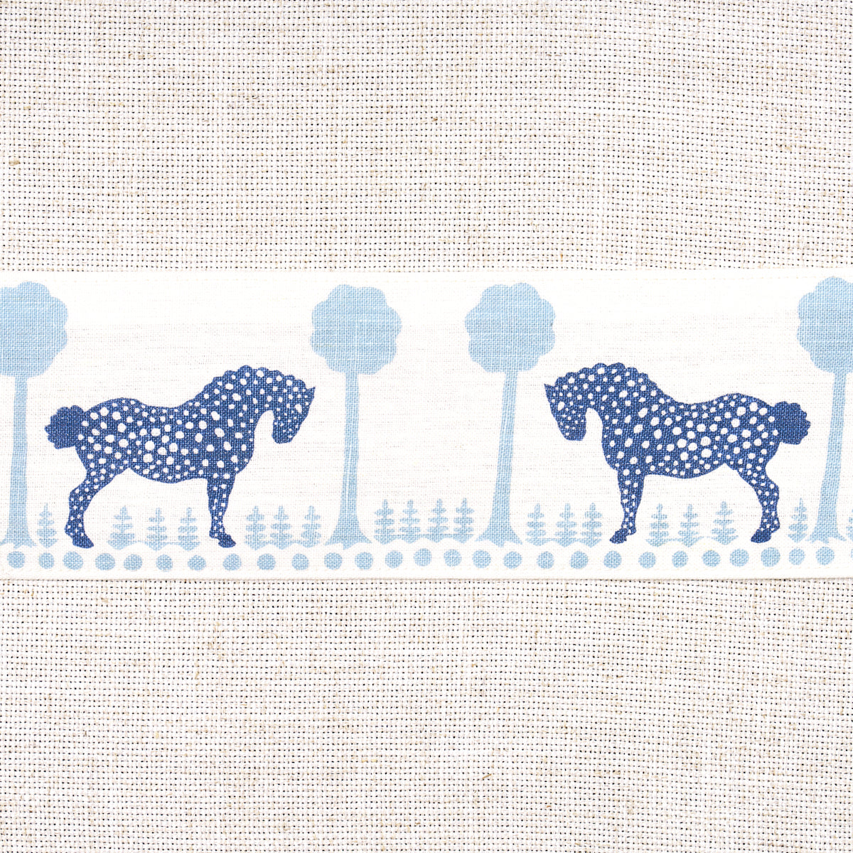 Schumacher Polka Dot Pony Tape Blue Trim Sample 82811