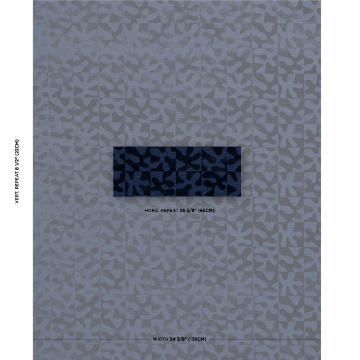 Schumacher Modern Dance Velvet Midnight Blue Fabric Sample 82992