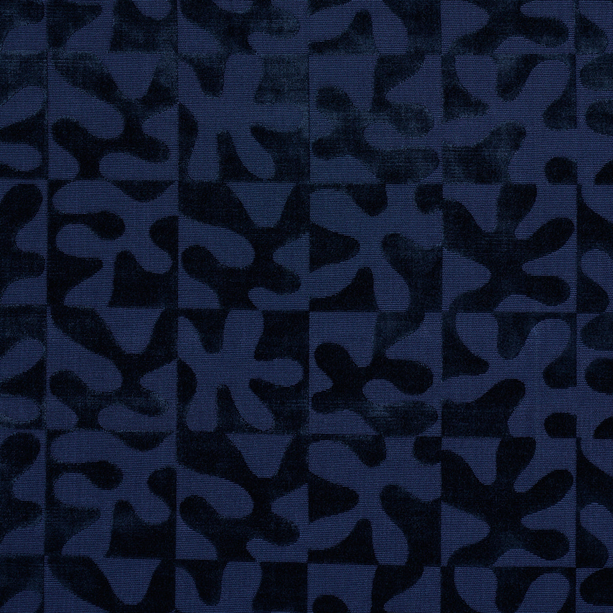 Schumacher Modern Dance Velvet Midnight Blue Fabric Sample 82992