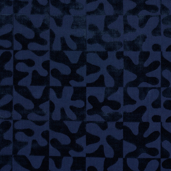 Schumacher Modern Dance Velvet Midnight Blue Fabric Sample 82992
