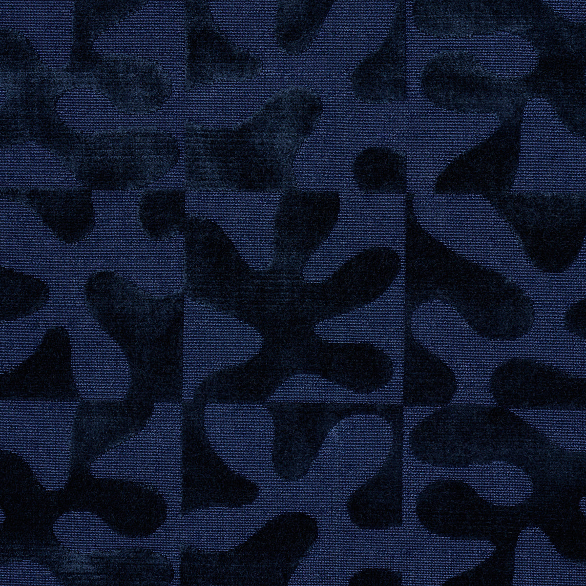 Schumacher Modern Dance Velvet Midnight Blue Fabric Sample 82992