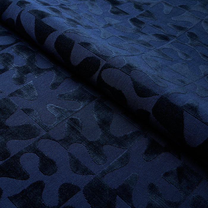 Schumacher Modern Dance Velvet Midnight Blue Fabric Sample 82992
