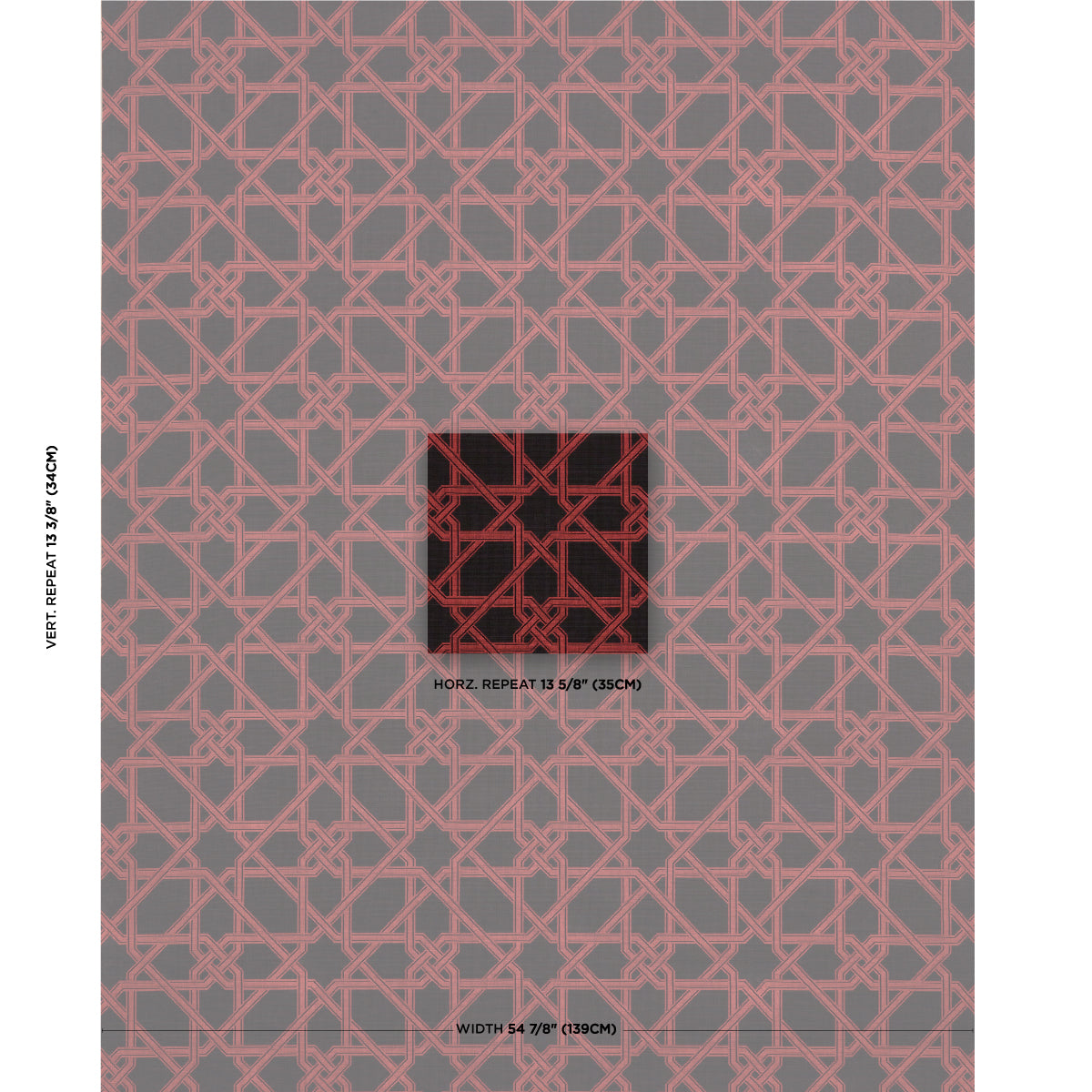 Schumacher Le Maroc Epingle Black And Red Fabric Sample 83222
