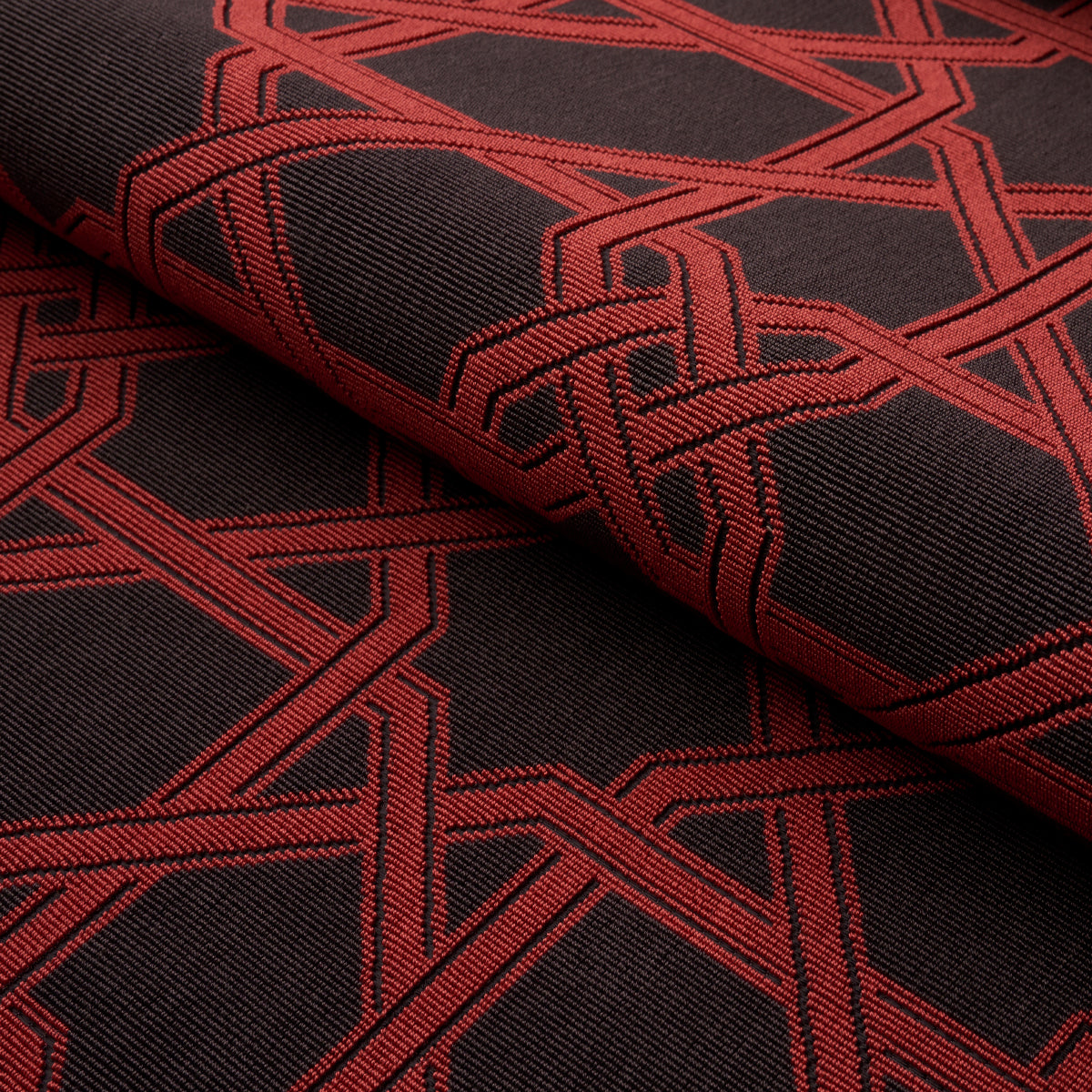 Schumacher Le Maroc Epingle Black And Red 83222 Fabric | 40% Off (Samples)