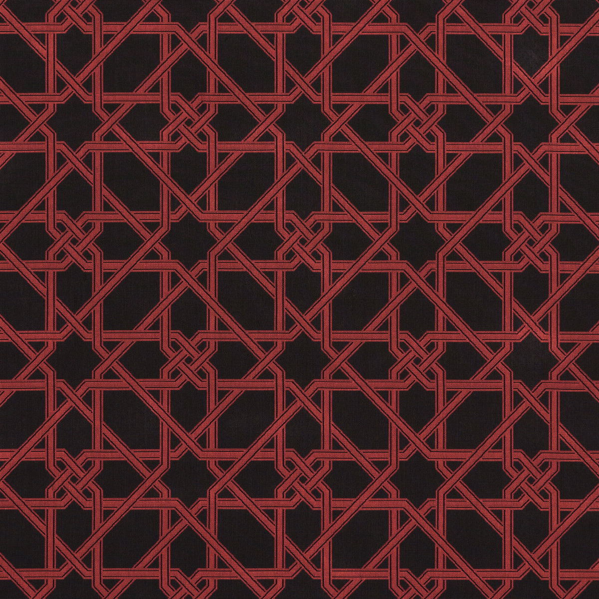 Schumacher Le Maroc Epingle Black And Red Fabric Sample 83222