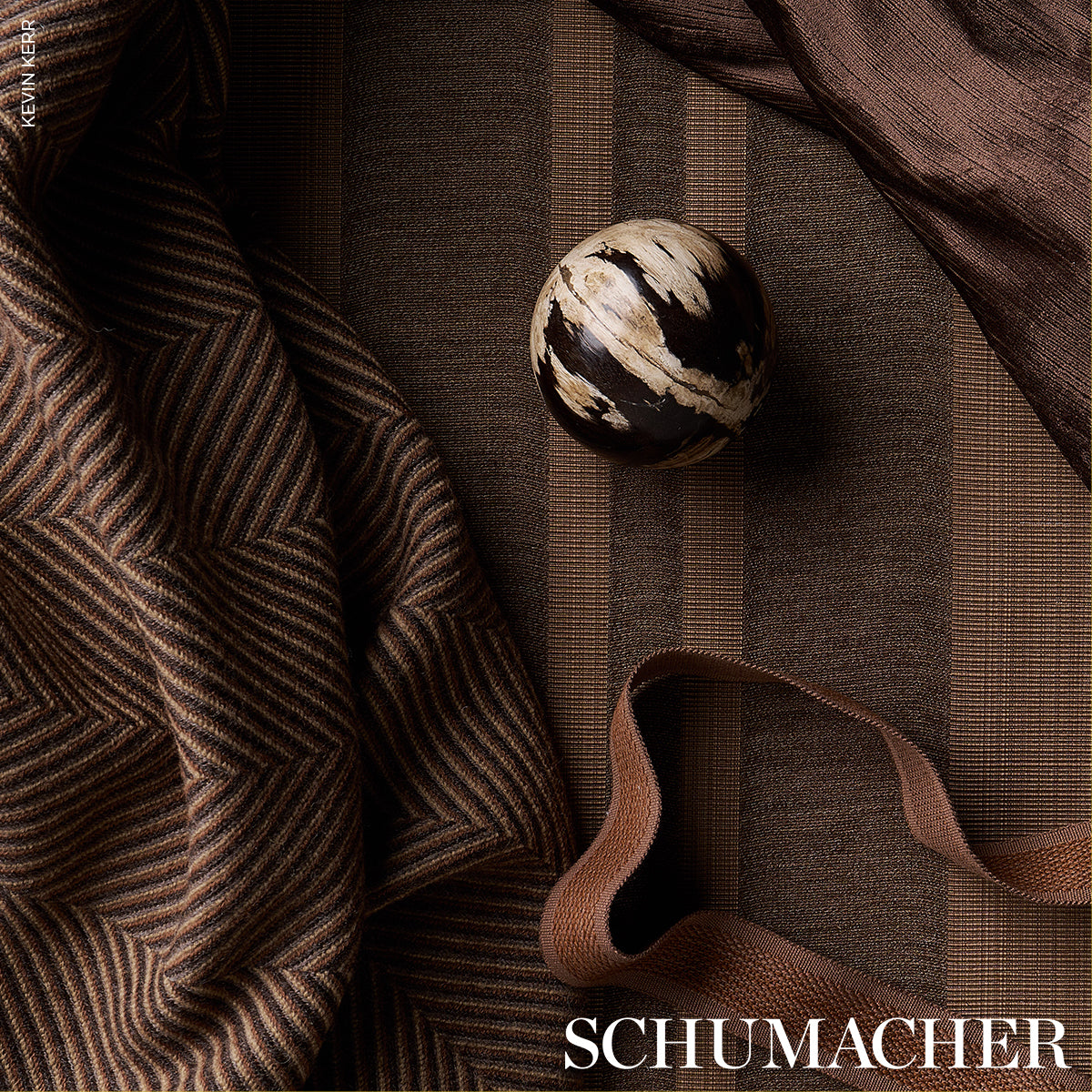 Schumacher Milo Wool Herringbone Espresso Fabric 83271