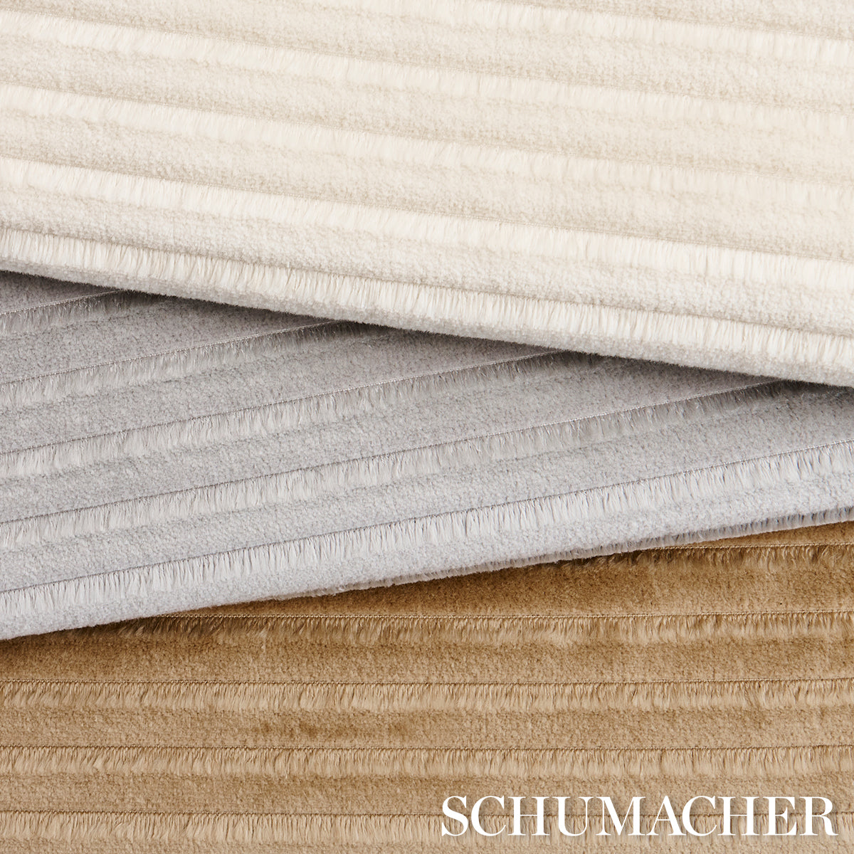 Schumacher Petite Channeled Velvet Otter Grey Fabric 83302