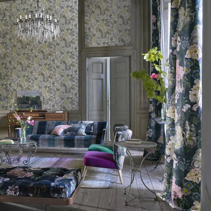 Designers Guild Delft Flower Pewter Wallpaper Sample PDG1033-05