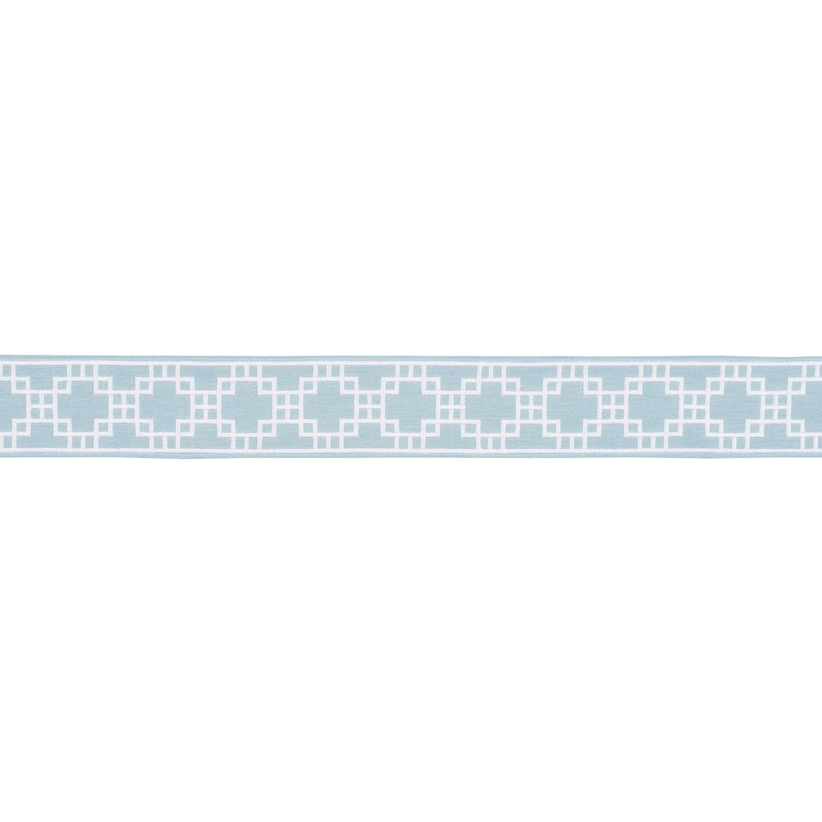 Schumacher Squared Away Trellis Tape Sky Trim Sample 83591