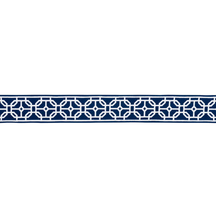 Schumacher Gazebo Trellis Tape Navy Trim 83651