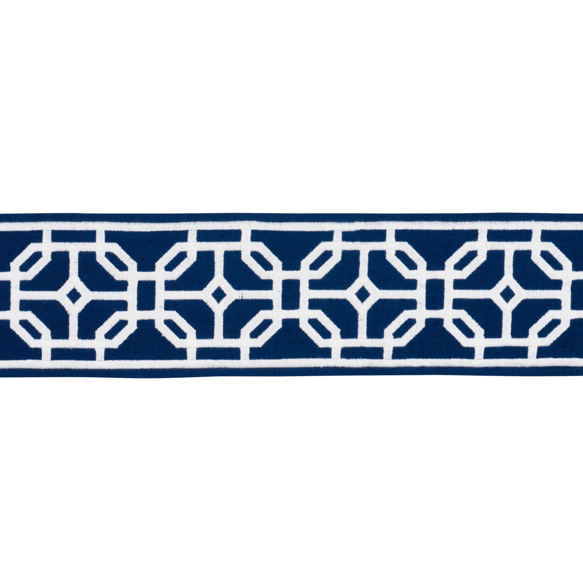 Schumacher Gazebo Trellis Tape Navy Trim 83651