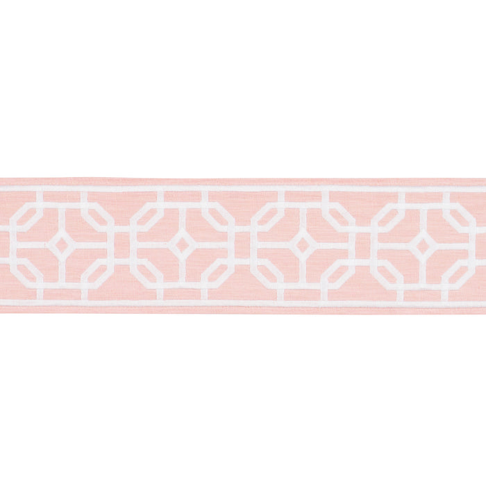 Schumacher Gazebo Trellis Tape Blush Trim 83654