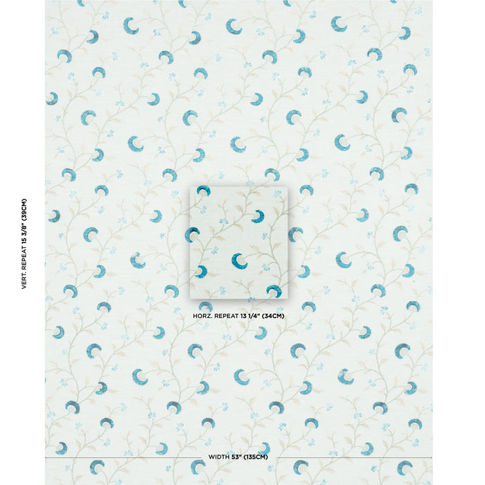 Schumacher Iyla Embroidery Mineral & Teal Fabric 83661