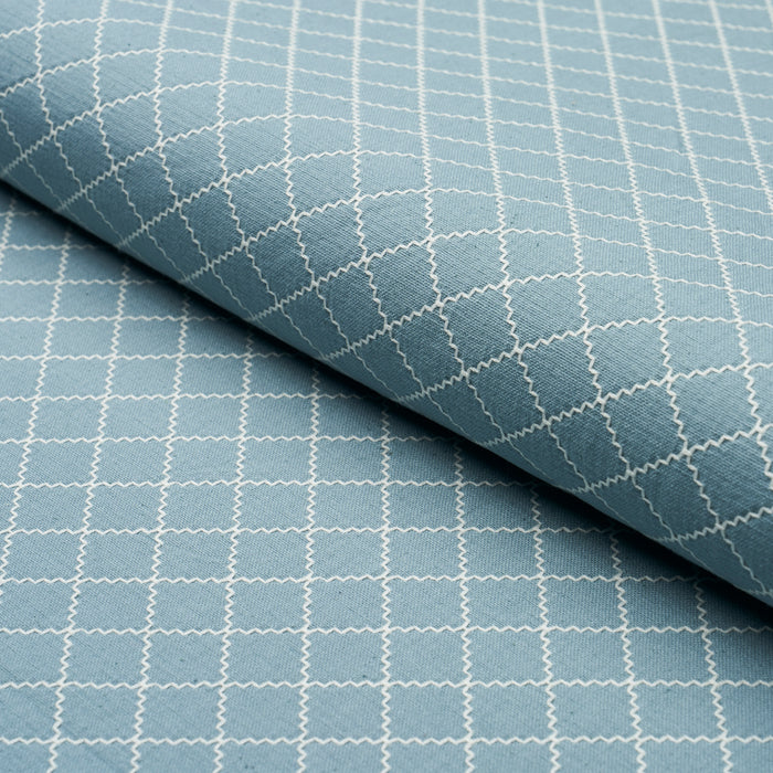 Schumacher Maggie Lattice China Blue Fabric 83760