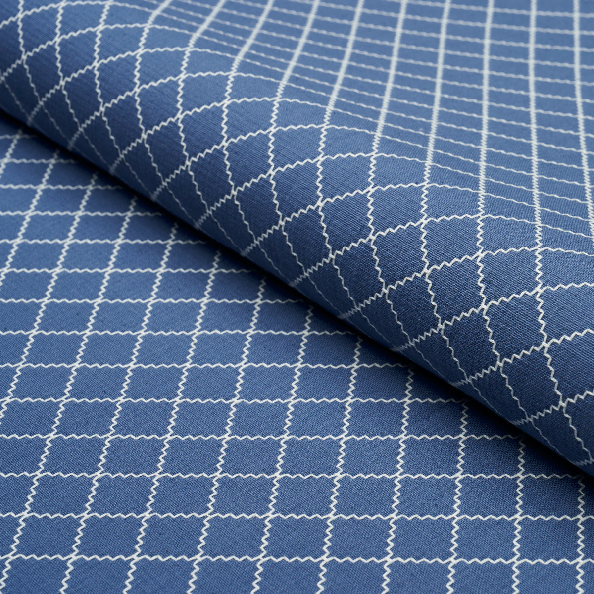 Schumacher Maggie Lattice Cobalt Fabric Sample 83762