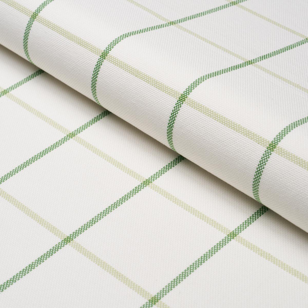 Schumacher Frannie Windowpane Leaf Green Fabric 83786