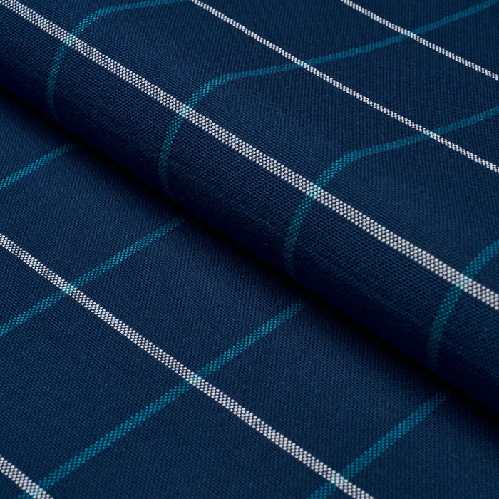 Schumacher Frannie Windowpane Navy Fabric 83787