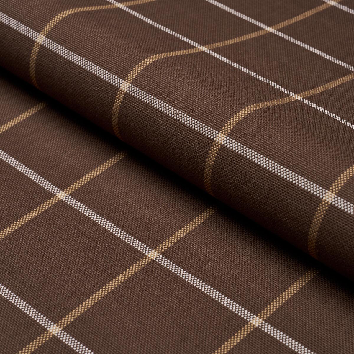 Schumacher Frannie Windowpane Chocolate Fabric 83788