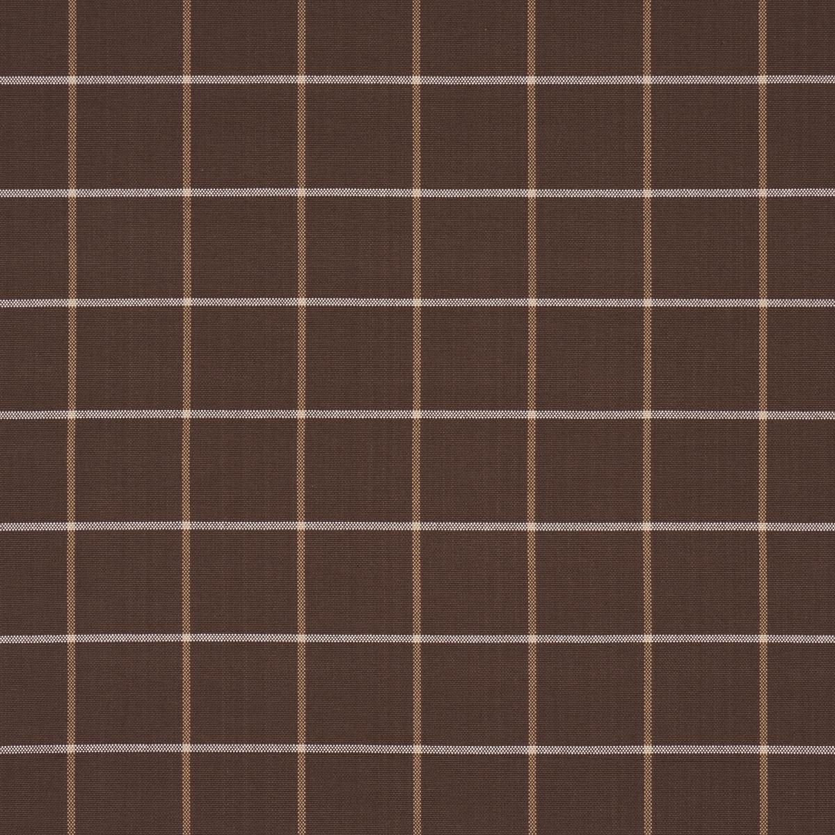 Schumacher Frannie Windowpane Chocolate Fabric Sample 83788