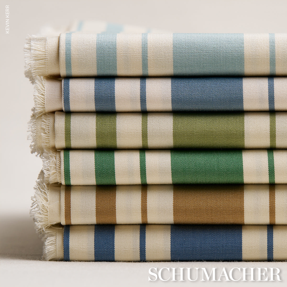 Schumacher Markie Stripe China Blue Fabric 83802