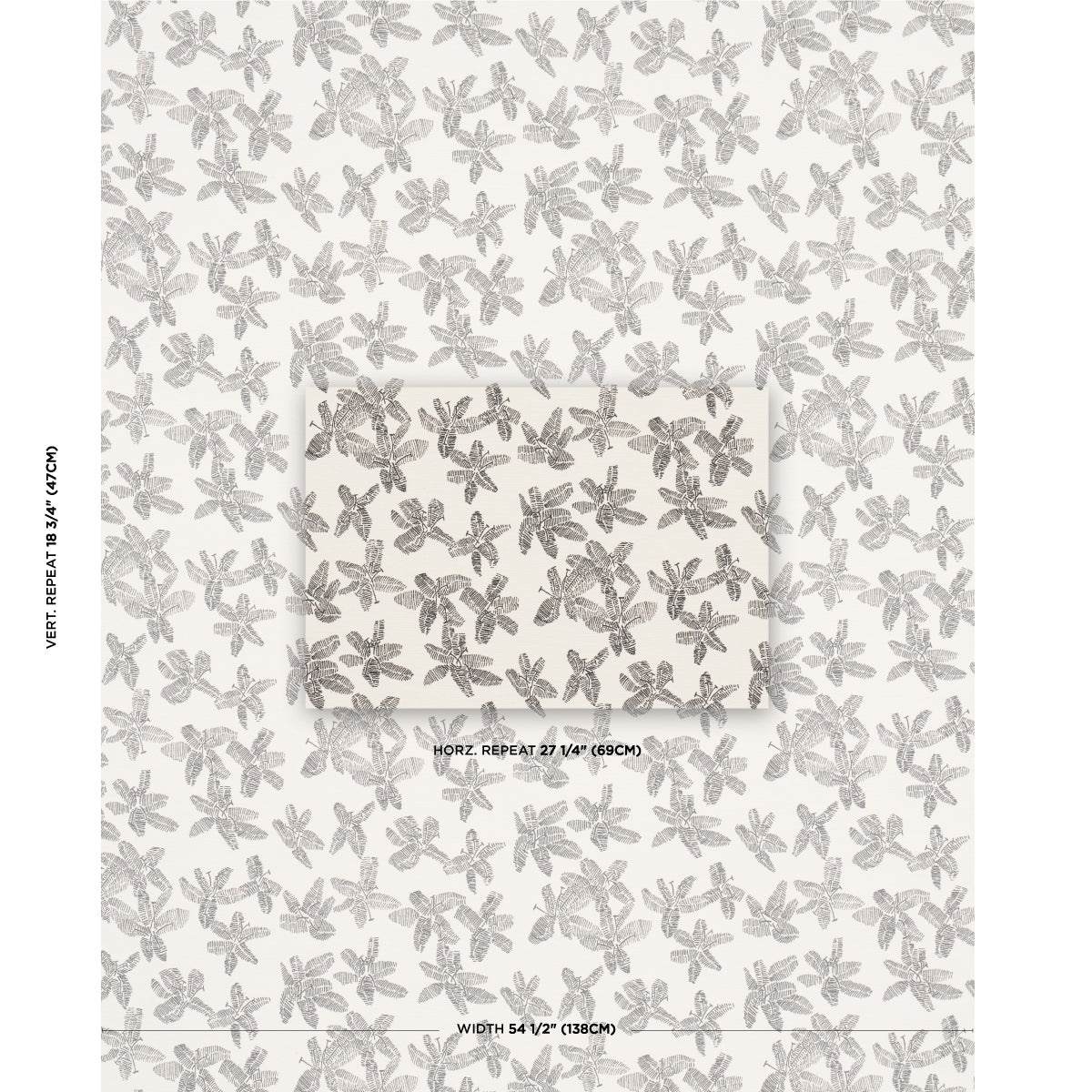 Schumacher Hibiscus Black & White Fabric Sample 83812