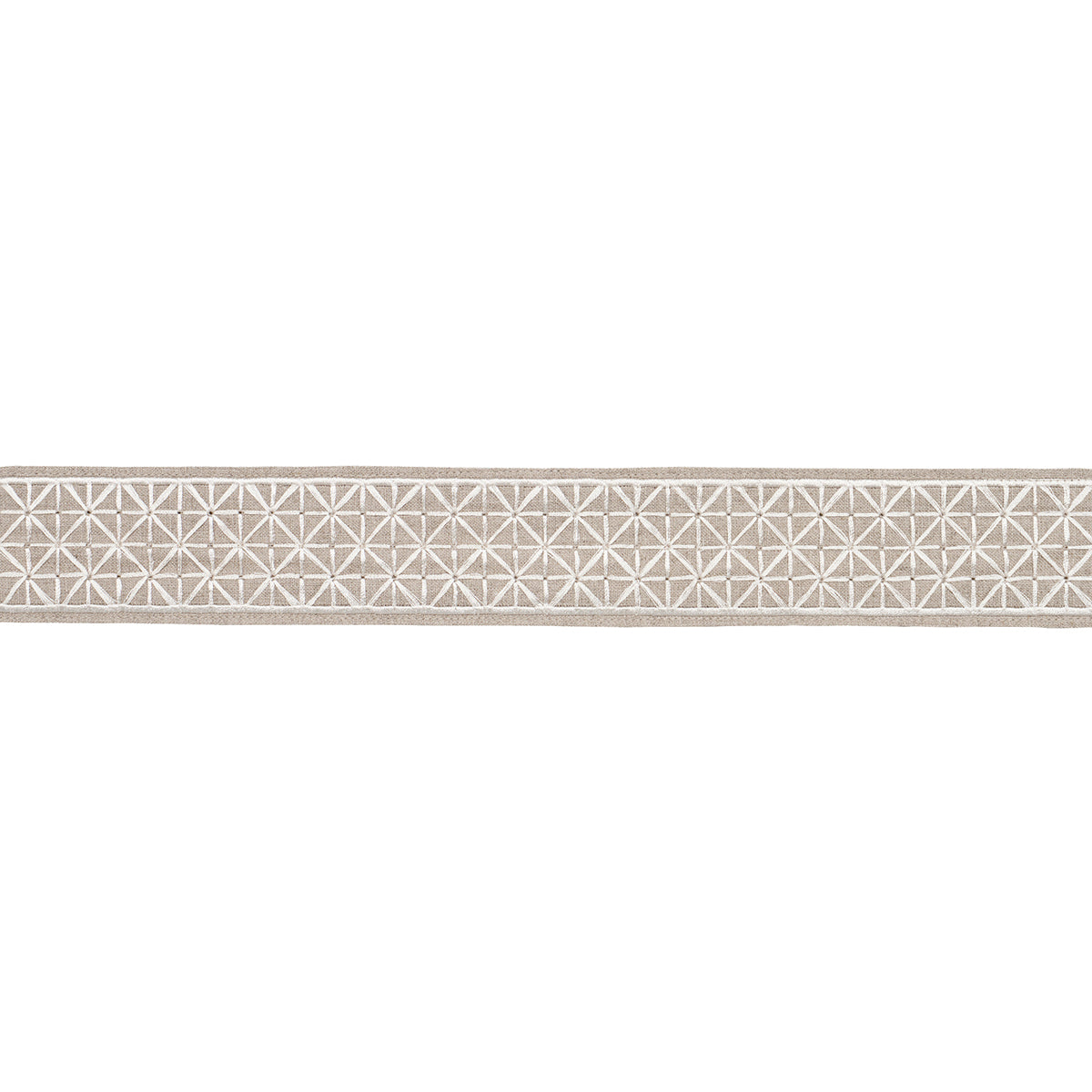 Schumacher Directoire Tape Narrow Ivory On Natural Trim Sample 83850