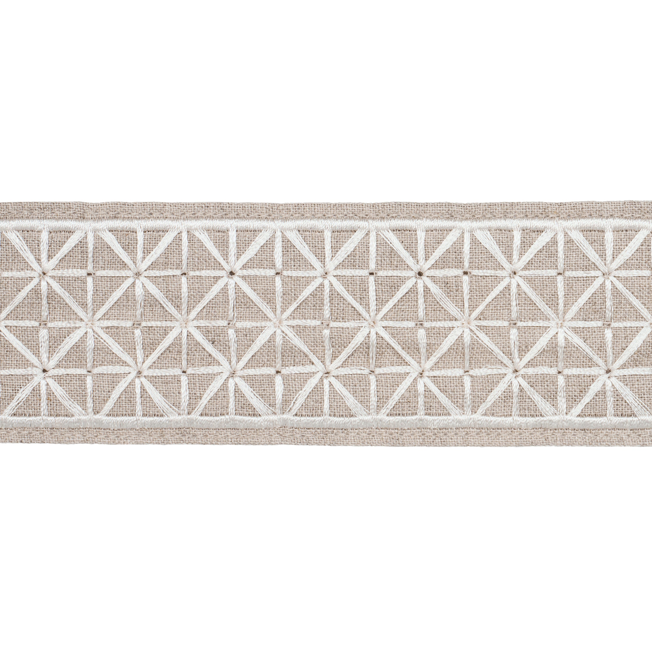 Schumacher Directoire Tape Narrow Ivory On Natural Trim Sample 83850