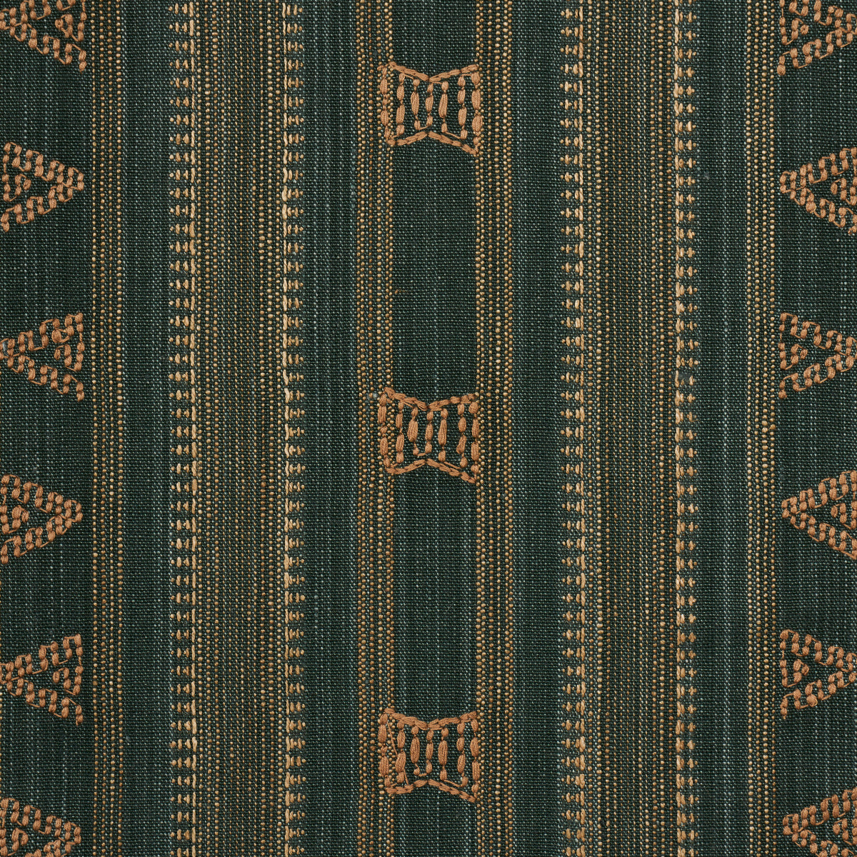 Schumacher Nima Embroidered Cotton Linen Jungle Green Fabric 84061