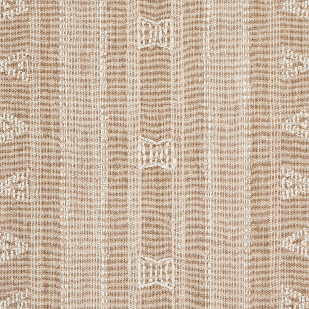 Schumacher Nima Embroidered Cotton Linen Tan Fabric 84062
