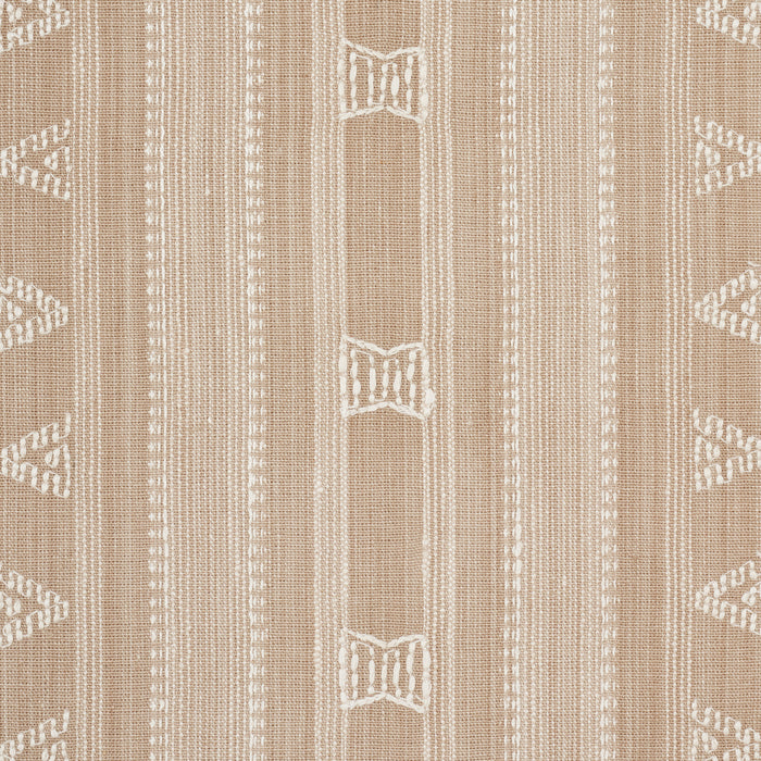 Schumacher Nima Embroidered Cotton Linen Tan Fabric 84062