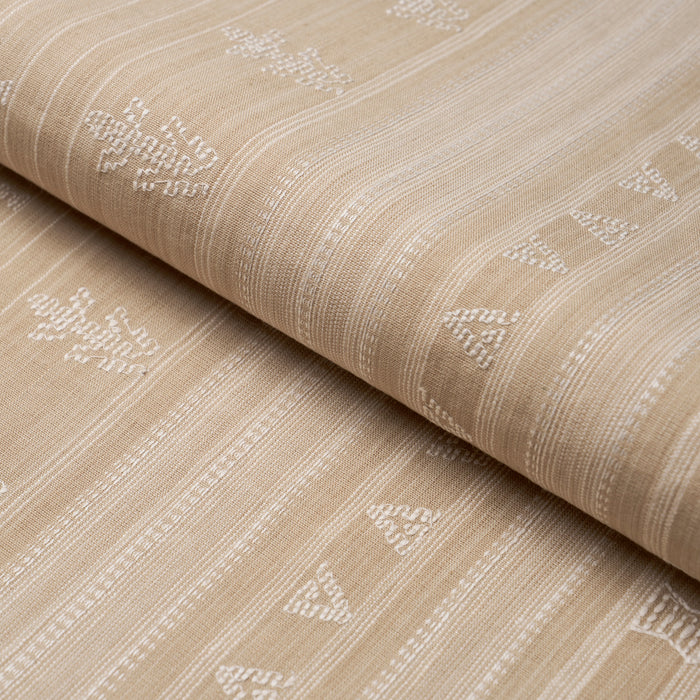 Schumacher Nima Embroidered Cotton Linen Tan Fabric 84062