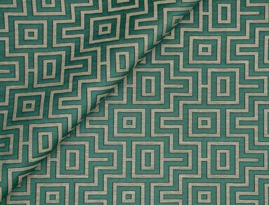 Jim Thompson Fret Maze Deep Emerald Fabric Sample JT013860012