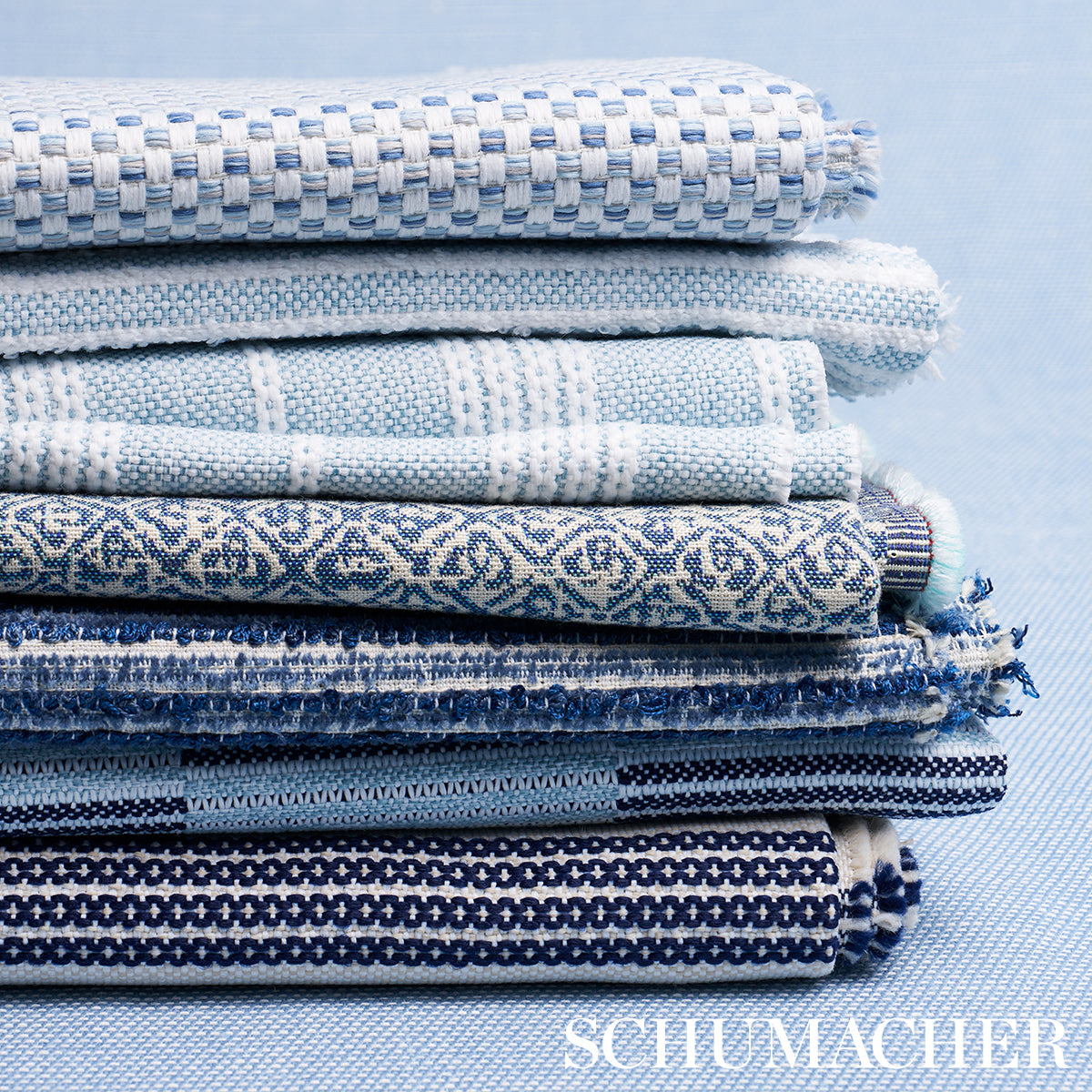 Schumacher Boucle Stripe Indoor/Outdoor Chambray Fabric 84260