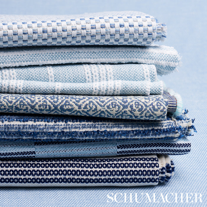 Schumacher Boucle Stripe Indoor/Outdoor Chambray Fabric 84260