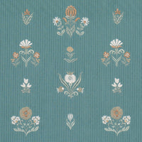 Schumacher Elmslie Embroidery Teal Fabric 84370