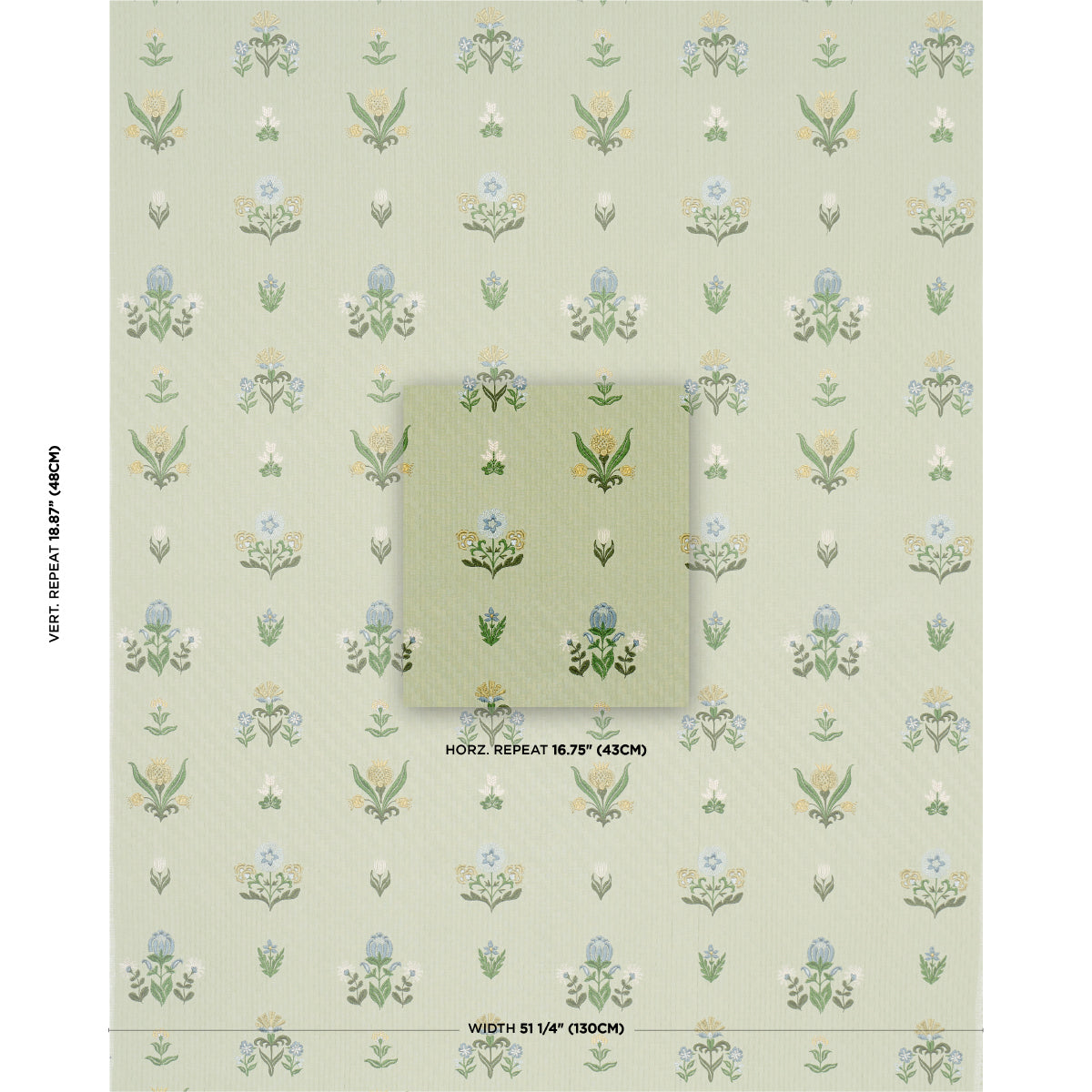 Schumacher Elmslie Embroidery Leaf Fabric Sample 84371