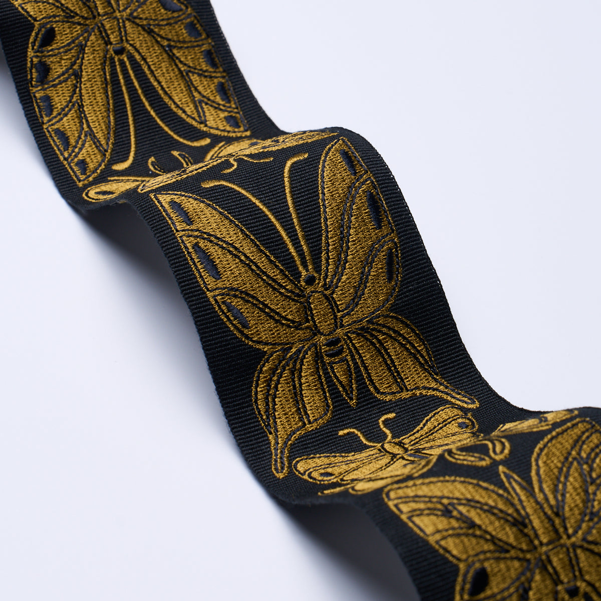 Schumacher Metamorphosis Tape Noir & Gold Trim 84380