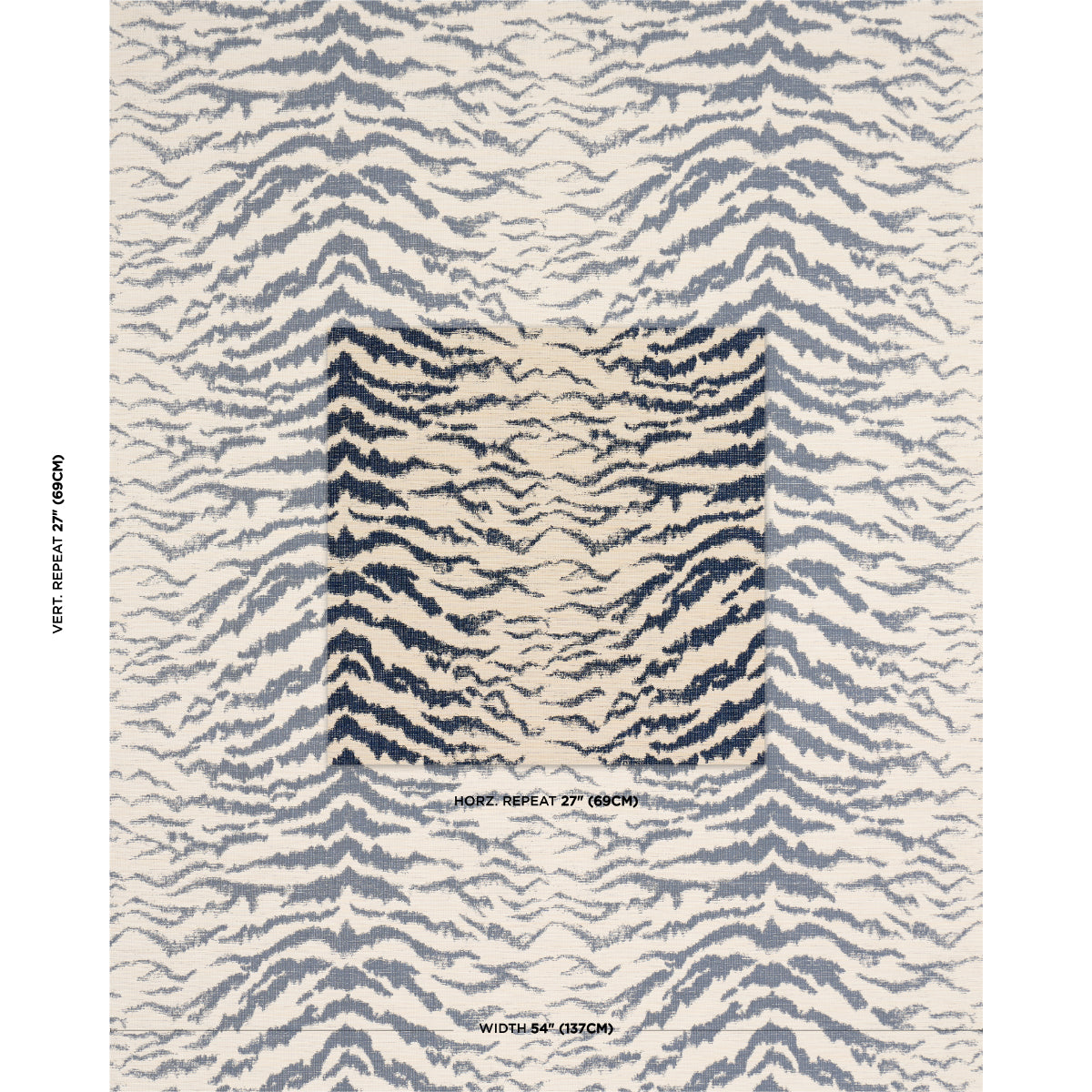 Schumacher Shivalik Hills Tiger Indigo Fabric Sample 84651