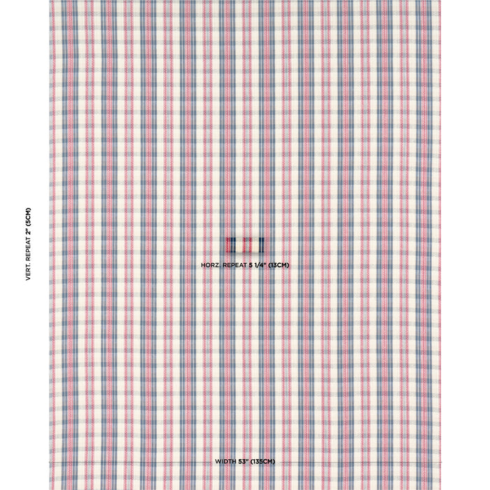 Schumacher Fonda Hand Woven Plaid Rouge & Navy Fabric 84720