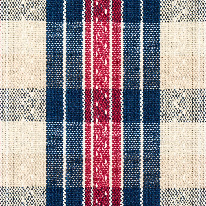 Schumacher Fonda Hand Woven Plaid Rouge & Navy Fabric 84720