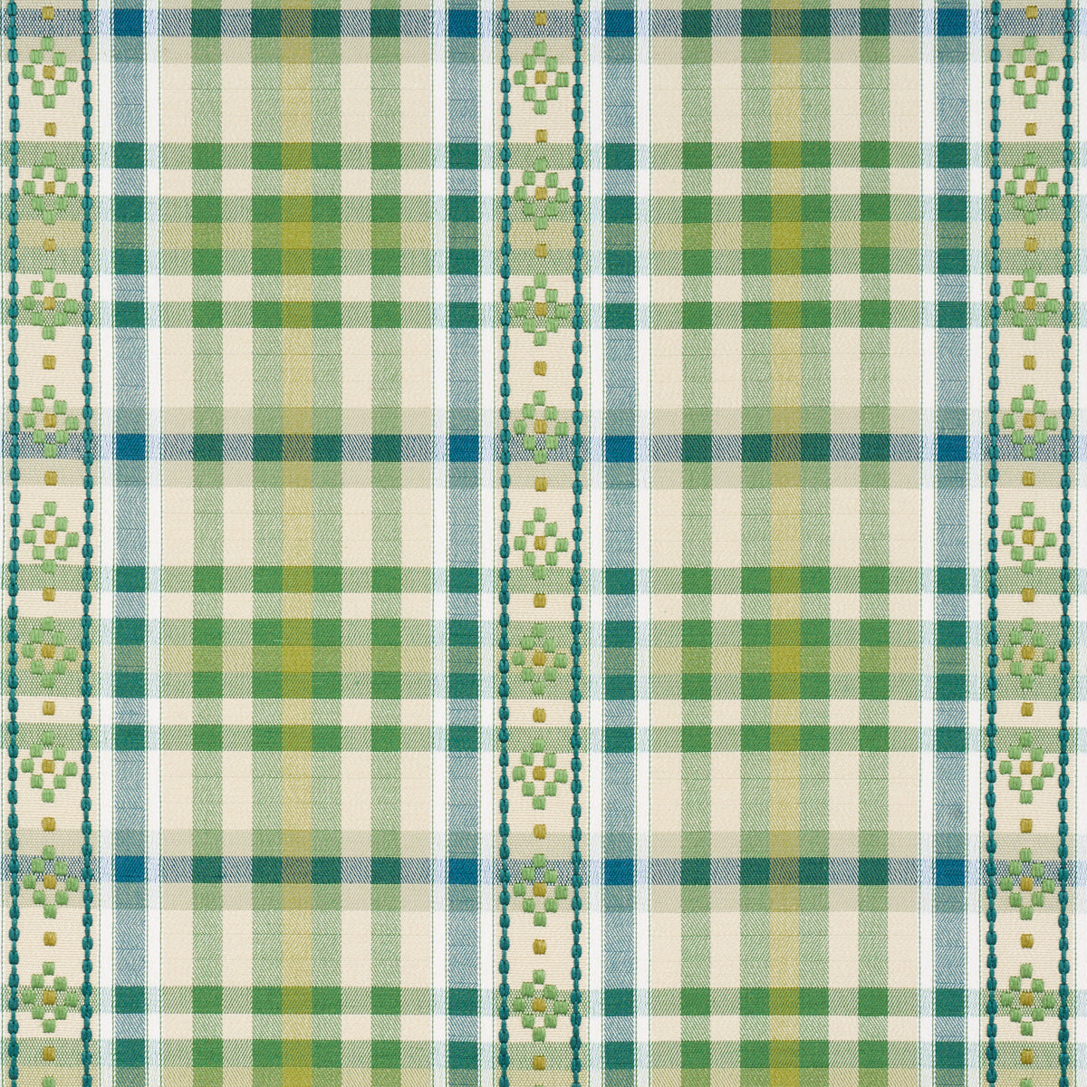 Schumacher Hutton Hand Woven Check Leaf Fabric 84731