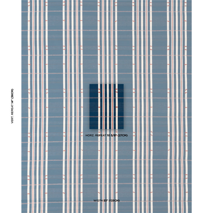 Schumacher Remmy Hand Woven Stripe Indigo Fabric 84780