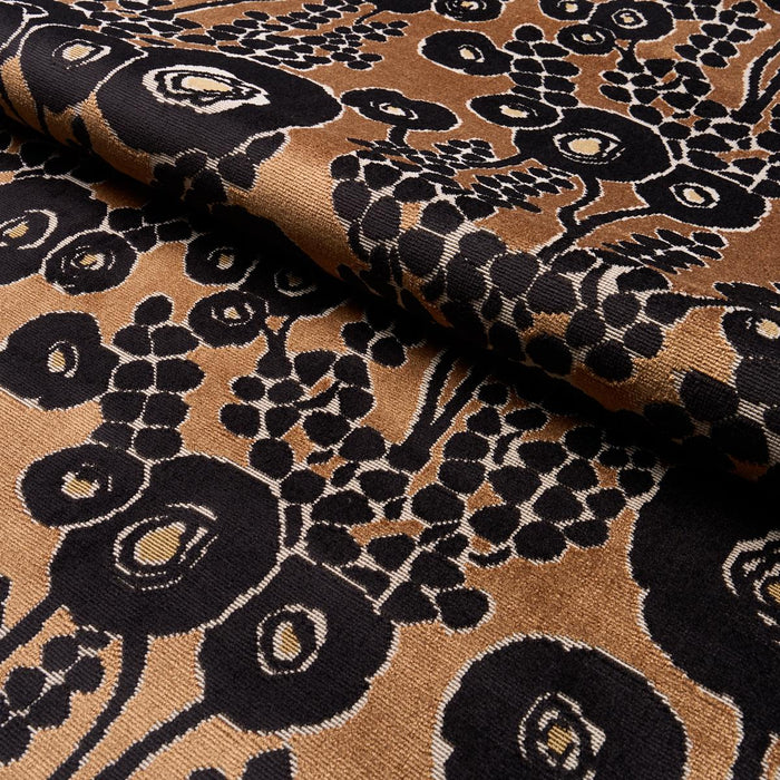 Schumacher Emelie Velvet Bronze & Noir Fabric Sample 84790