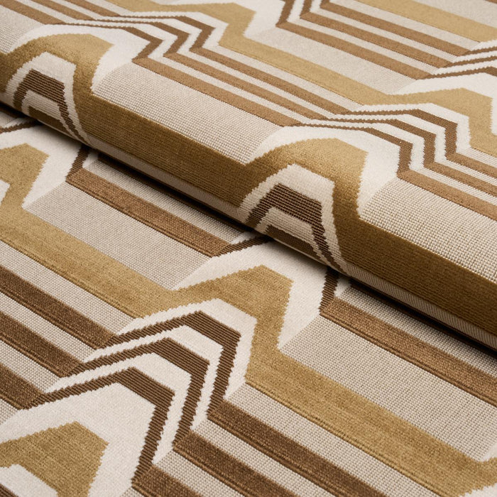 Schumacher Aldo Velvet Mocha & Camel Fabric 84811