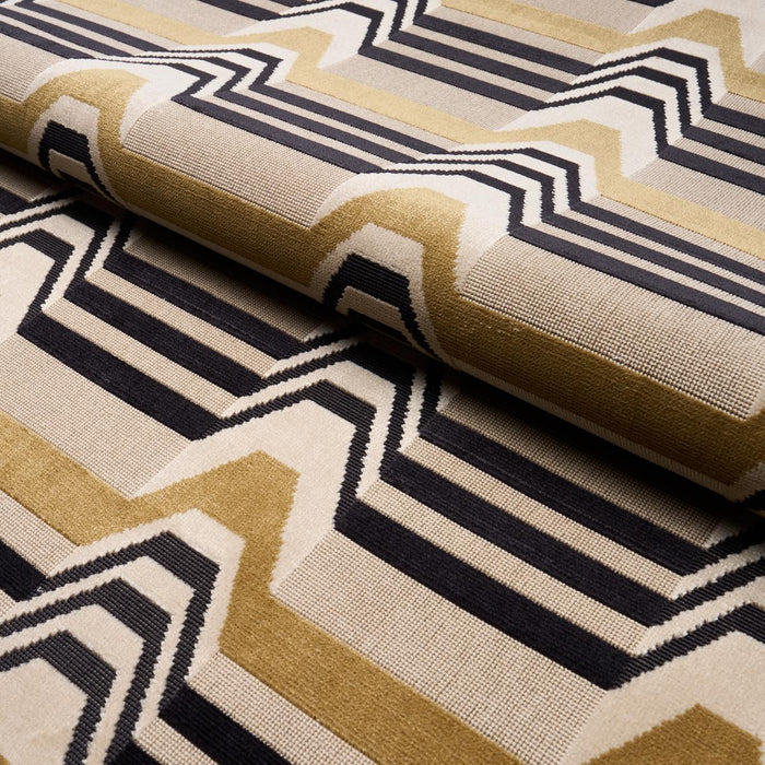 Schumacher Aldo Velvet Mocha & Noir Fabric Sample 84812
