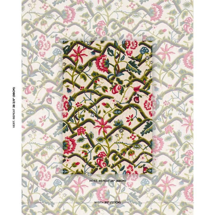 Schumacher Jacobean Garden Velvet Mulberry & Leaf Fabric 84820